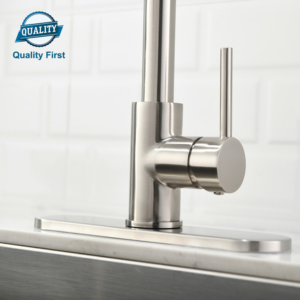 Havin Brushed Nickel Kitchen Faucet with Pull Down Sprayer, High Arc Stainless Steel Material, with cUPC Ceramic Cartridge,Without Deck Plate,Fit for 1 or 3 Hole Kitchen Sink