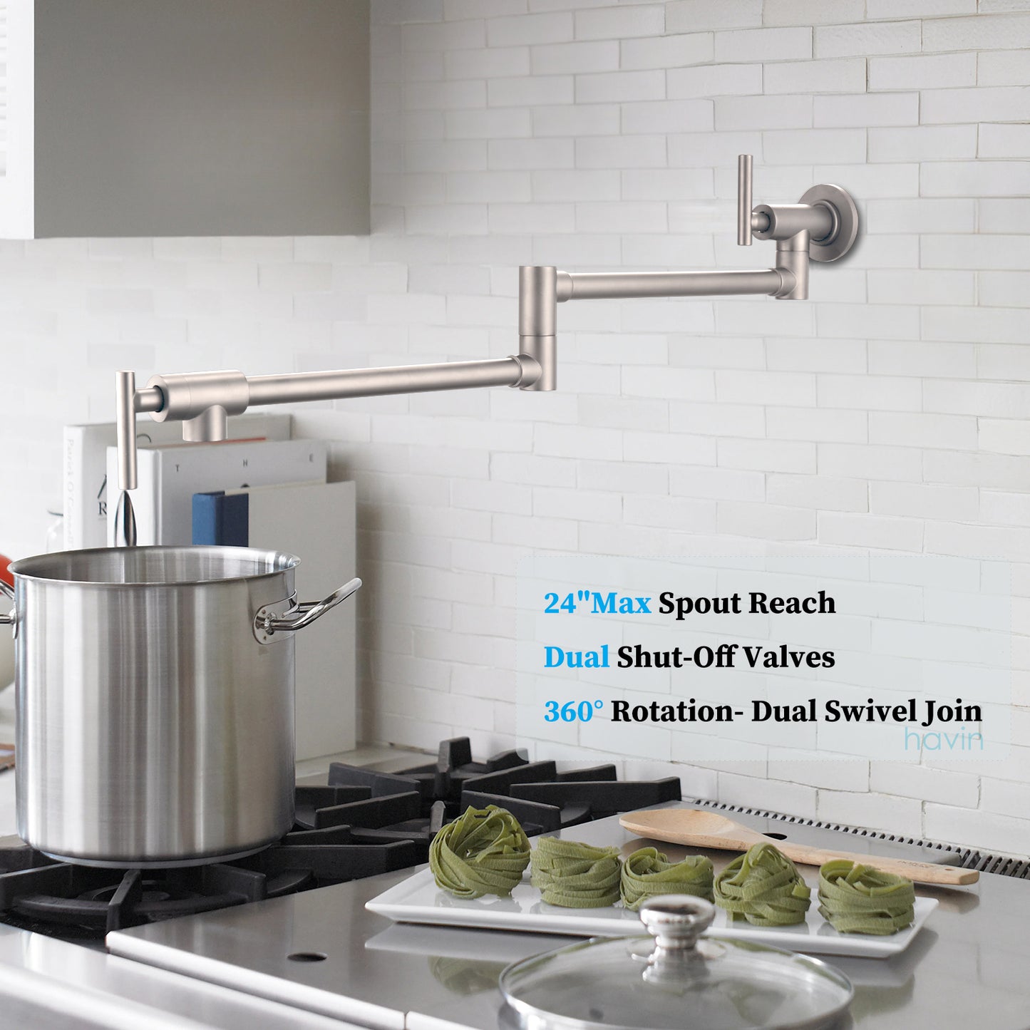 Havin A202 Pot filler faucet wall mount, upside down style (Brushed Nickel)