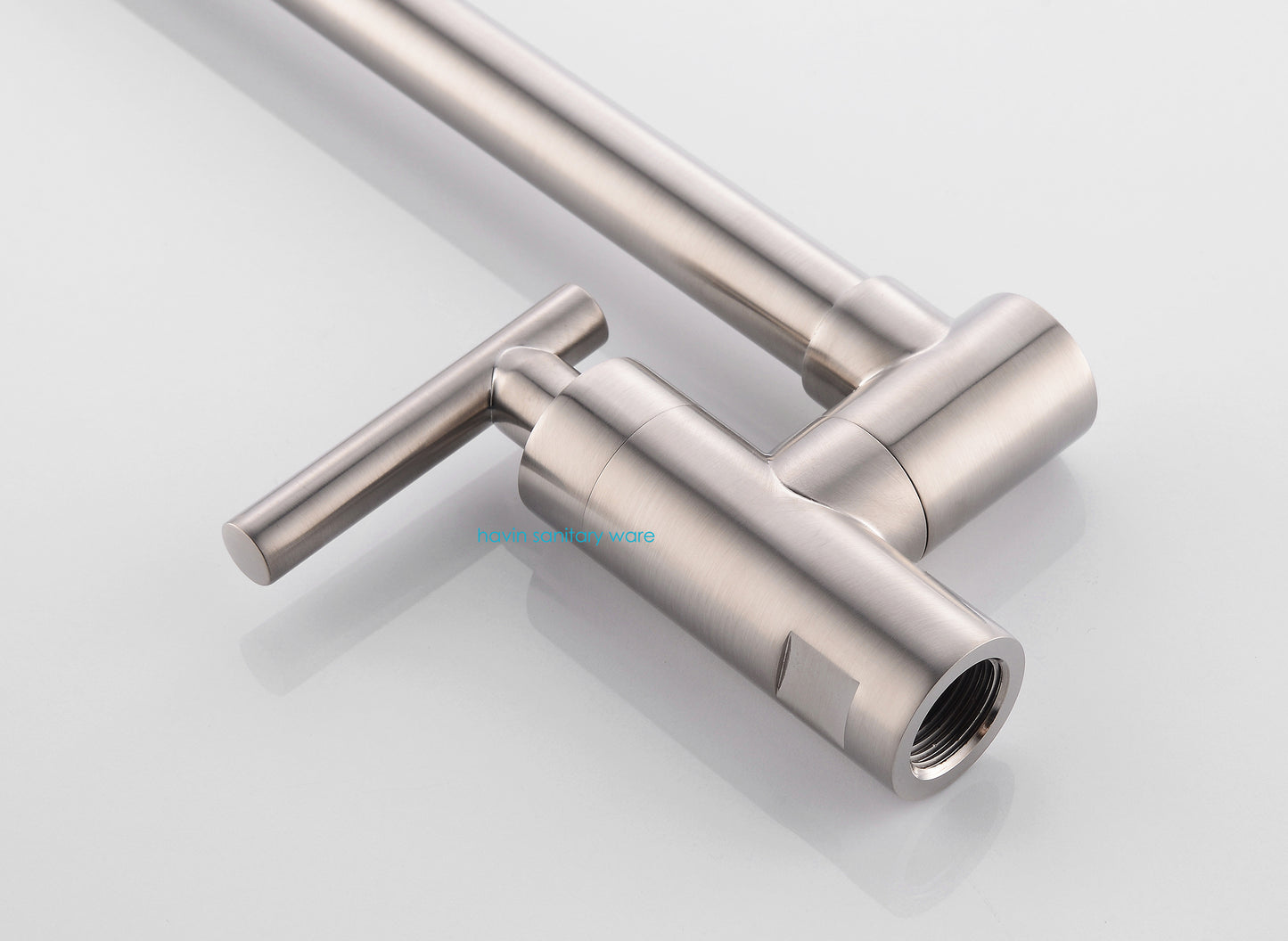 Havin Topffüller, Topffüller-Wasserhahn-Wandhalterung, Messingmaterial, mit Doppelgelenk-Schwenkarmen (Stil A gebürstetes Nickel A203, gebürstetes Nickel)