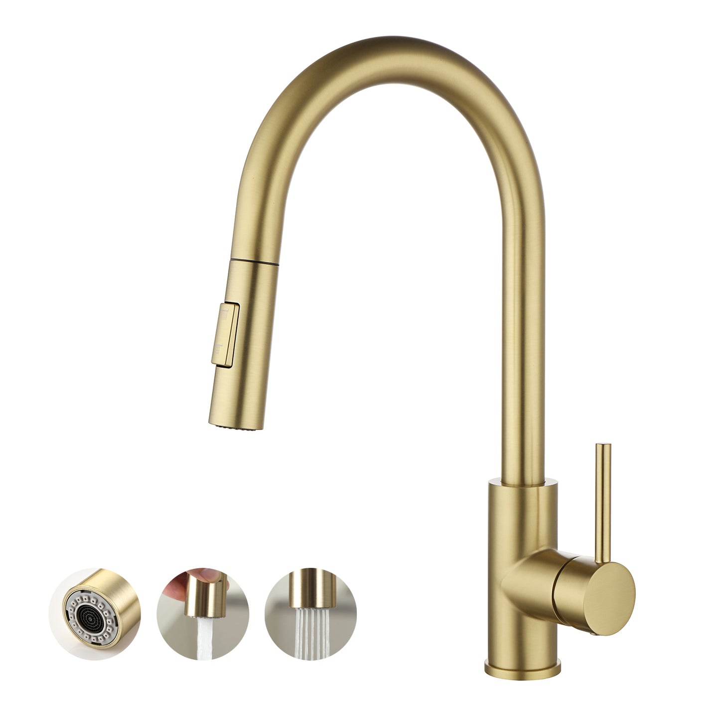 Havin Gold Kitchen Faucet with Pull Down Sprayer, High Arc Stainless Steel Material, with cUPC Ceramic Cartridge,Without Deck Plate,Fit for 1 Hole Kitchen Sink or Laundry Sink,Brushed Gold