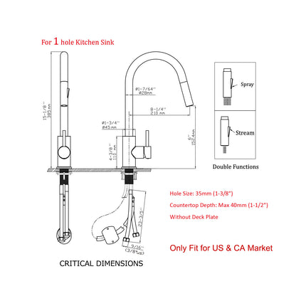 Havin Gold Kitchen Faucet with Pull Down Sprayer, High Arc Stainless Steel Material, with cUPC Ceramic Cartridge,Without Deck Plate,Fit for 1 Hole Kitchen Sink or Laundry Sink,Brushed Gold