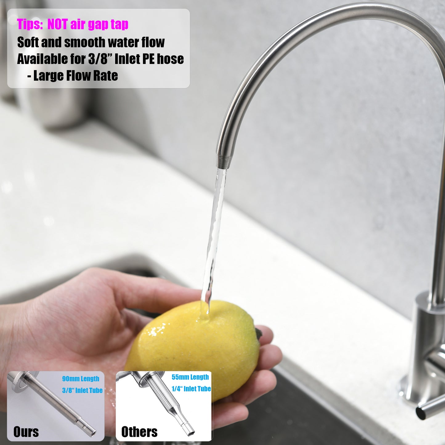 Havin RO Water Filter Faucet,Drinking Water Faucet fits Most Water Filtration System, Kitchen Reverse Osmosis Faucet,Bar Sink Faucet,Filter Tap,Lead-Free Stainless Steel,Non-Air-Gap (Brushed)