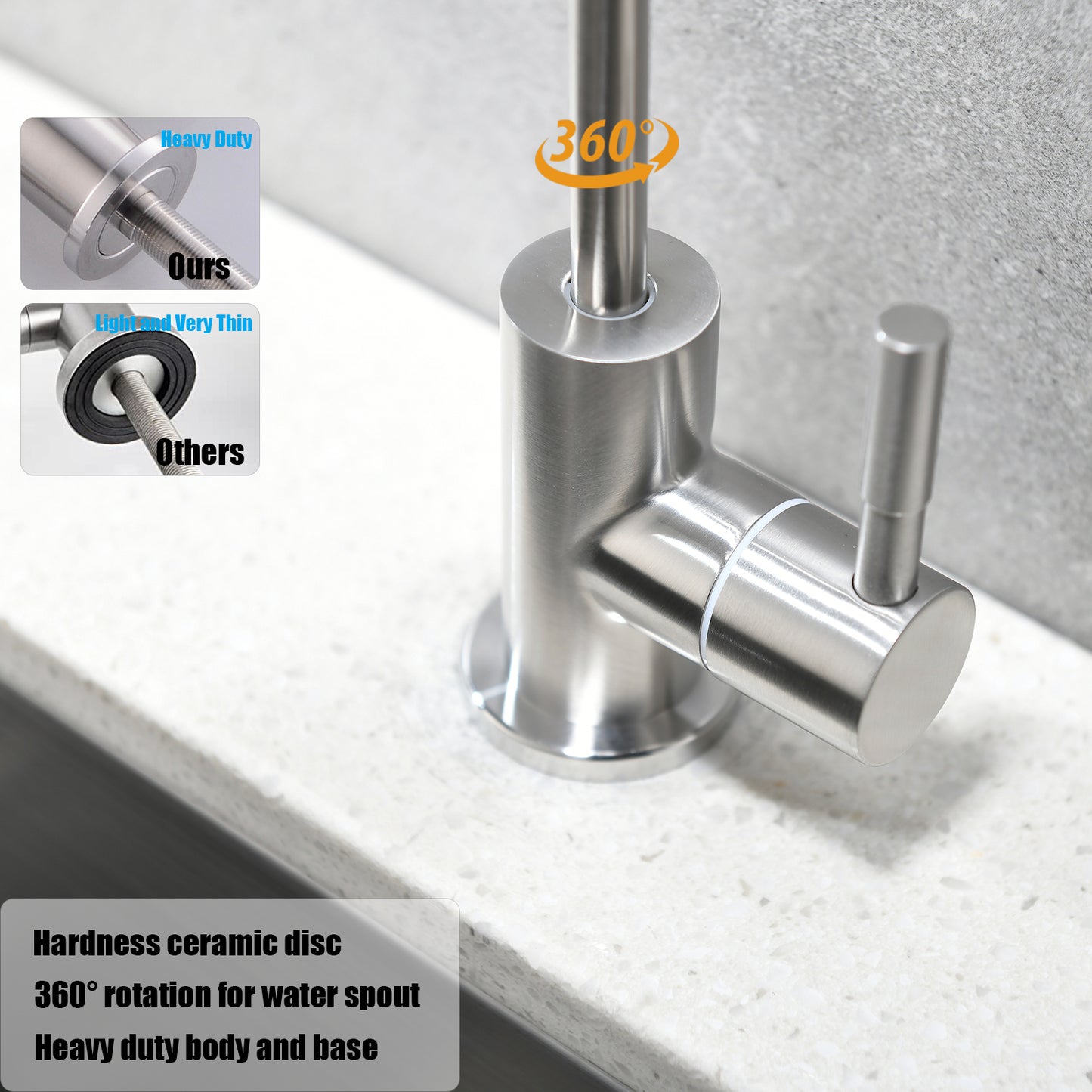 Havin RO Water Filter Faucet,Drinking Water Faucet fits Most Water Filtration System, Kitchen Reverse Osmosis Faucet,Bar Sink Faucet,Filter Tap,Lead-Free Stainless Steel,Non-Air-Gap (Brushed)