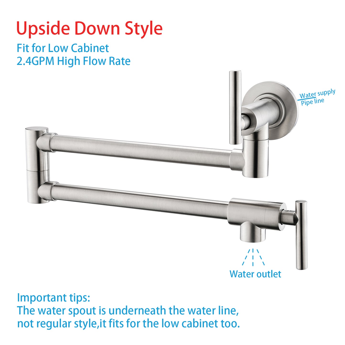 Modell: CM02-Customized – Wandhalterung für Topffüller-Wasserhahn Havin A202, (Stil A, gebürstetes Nickel)