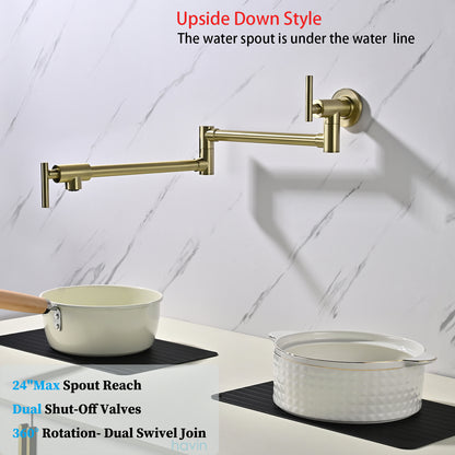 Havin A202 Pot filler faucet wall mount, Upside Down Style, Brushed Gold