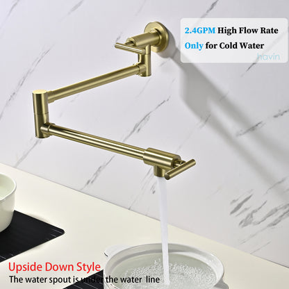 Havin A202 Pot filler faucet wall mount, Upside Down Style, Brushed Gold