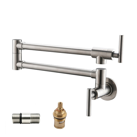 Havin Topffüller, Topffüller-Wasserhahn-Wandhalterung, Messingmaterial, mit Doppelgelenk-Schwenkarmen (Stil A gebürstetes Nickel A203, gebürstetes Nickel) 