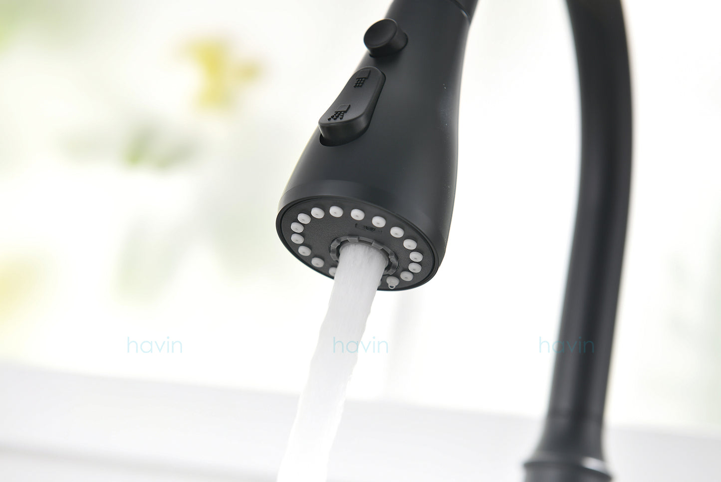 Havin Kitchen Faucet with Pull Down Sprayer Head,Kitchen Faucet Including 10" Deck Plated,(Matte Black)HV803